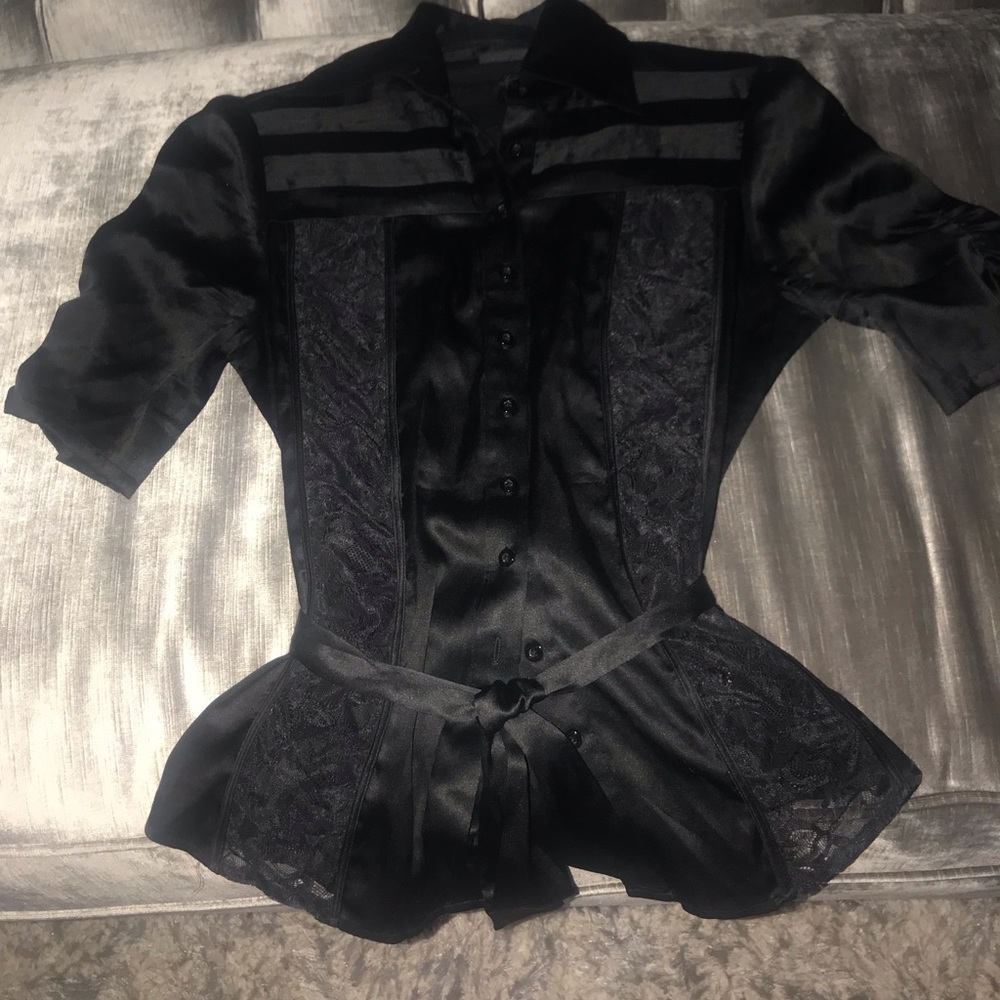 Bebe Black lace fitted Blouse